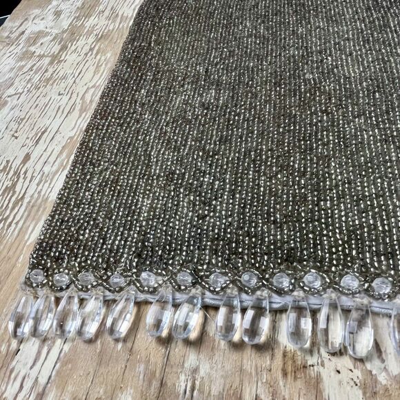 Vintage Heavy Beaded Table Runner Dining Decor 30”x 14 1/2” Bronze Gold Beading - Picture 9 of 16